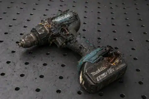 makita drill fire damaged